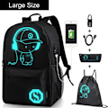 Miniatyrbilde 7 av 11: Anime Lysende Oxford Skolesekk Dagstursekk Skulderveske Under 15,6 Tommer med USB-ladeport og Lås Skolesekk for Gutter Jenter(YD) B medium size 1 set