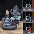 Miniatyrbillede 2 af 5: Kreativ Ganesha Røgelse Vandfald Røgelse Holder Desktop Ornament Tilbageflow Vandfald Dekor Aromaterapi Ornament Gave Grøn