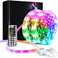 Miniatyrbillede 1 af 6: LED-lysstrimler, 10 m LED-lysstrimler med 44-knaps fjernbetjening, fleksibel 5050 RGB farveskiftende LED-lamper til soveværelse, fest 30M