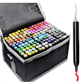 Pikkukuva 1 / 8: 168 kpl:n tussikynäsetti laukulla - Värilliset tussit kaksipäiset moniväriset Multicolor multifärg