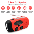 Miniatyrbilde 4 av 9: 2000mAh vevradio med solcelle, lommelykt og powerbank red