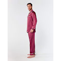 Miniatyrbillede 2 af 5: Mænds Silkesatin Pyjamas, Kortærmet PJ Sæt med Knapper og Lommer i Soveværelse Vinrød wine red l