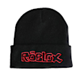 Miniatyrbilde 1 av 2: Unisex Roblox-Brodert Stretch-Hatt, Varm Vinterhatt for Ski, Strikket Hatt med Bokstaver, Studenthatt i Ull, Svart Black