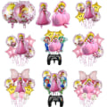 Miniatyrbild 3 av 5: Super Mario Bros Set Princess Peach Ballonger Kostym Festdekoration Rosa Dekorativa fototillbehör Födelsedag Baby Shower 6pcs set-A