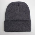 Miniatyrbild 1 av 6: Unisex Solid Beanie - Höst & Vinter - Ullblandning - Mjuk & Varm - Stickad Mössa - Herr & Dam - Skullcap - Gorro - Skidmössa - 24 Färger Dark gray