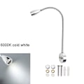 Miniatyrbillede 1 af 5: Sort Sølv DC12V 24V 3W Campingvogn Båd LED Læselampe med USB-ladeport, Svanhals Touch Dæmpbar Yacht Lastbil Kort Diagramlampe [DB] silver 6000K