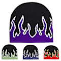 Miniatyrbild 3 av 5: Tjock varm öronprotektion mössa hatt män vinter flamma tryck ridning stickad hatt kostym tillbehör Red