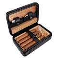 Miniatyrbillede 2 af 6: Læder Rejse Cigarkasse Humidor Etui, Bærbar Cedertræ med