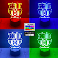Miniatyrbillede 2 af 3: Børnelampe, FC Barcelona, ​​fodbold 3D-lampe, 16 lysfarver og fjernbetjening, gave til fodboldglade børn