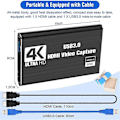 Miniatyrbillede 4 af 5: Video Capture Card, Switch Capture Card til Switch, 4K 1080P 60FPS til Streaming Videooptagelse fo (FMY) Black