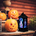 Miniatyrbilde 10 av 10: Halloween-tema LED-lyslykt Retro firkantet lykt hengende pynt for hjem og hagedekorasjon 4