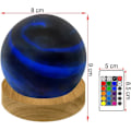 Pikkukuva 2 / 8: 3D Planeetta Lasikuu Nattlampun, Kaukosäädin, 16 RGB-väriä, Himmennettävä, Puupohja (8cm) c c c