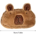 Miniatyrbillede 2 af 5: Plysstoffodral, dyrefodral, kapibara pennetui søde skolematerialer taske, lille fluffy lynlåstaske pennetui arrangør