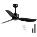 Loftventilator uden lys 3 blade, fjernbetjent loftventilator med 6 hastigheder, vendbar rotation og timer Black