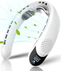 Bladeless halsventilator, 4000mAh genopladelig bærbar ventilator med LED-display, 3 hastigheder og 360° luftkøling White