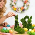 Miniatyrbild 3 av 9: Easter Bunny Decoration 4-Pack – Flocked Rabbit Figurines Green, Easter Decor for Garden, Table & Spring Home Decoration