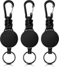 Robust Utdragbar Nyckelring 1/2/3/5-pack – Karbinhake, ID-brickhållare och Förlängningssladd 60 cm 3-Pack