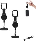 1/2/4-pack infällbar stöldskyddad telefonrem med stålvajer, justerbar telefonhållare 2-Pack