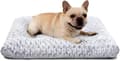 Soft Plush Dog Bed for Medium Dogs, Washable Sleeping Mat with Non-Slip Bottom for Home Grey L:53x74cm