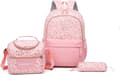 Leopard Print Backpack 3-in-1, Large Daypack with Insulated Lunch Bag and Storage Pouch Pink