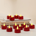 Miniatyrbild 4 av 10: LED Block ljus, Ljusstake och värmeljus, Real flame look, LED Blockljus-Röd 6/12 delar röd