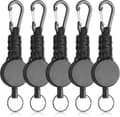 Robust Utdragbar Nyckelring 1/2/3/5-pack – Karbinhake, ID-brickhållare och Förlängningssladd 60 cm 5-Pack