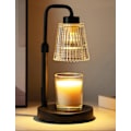 Miniatyrbilde 1 av 5: Lysestakevarmerlampe med timer, justerbar høyde, dimbar, hjemmeinnredning, voksvarmerlampe for krukker med 2 pærer, svart