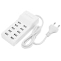 Miniatyrbilde 4 av 8: USB Ladestasjon 10-Port Vegglader for Flere Enheter EU Plugg 100-240V 0.3