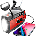 Miniatyrbillede 1 af 5: Nødradio med håndsving, solceller og AM/FM, indbygget 4000 mAh