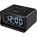 Miniatyrbillede 1 af 5: Dobbelt Alarmur Radio, Digital Alarmur med 2 USB Opladningsporte, 0-100% Dæmpbar, Justerbar Lydstyrke, Indendørs Termometer (Sort)