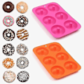 Miniatyrbillede 3 af 5: Silikone Donut Form, 6 Huller Non-Stick Silikone Donut Form Til Donuts, Bagels - Sæt med 4