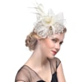 Miniatyrbilde 1 av 5: Fascinator hatt for kvinner, damer, bryllup, fascinatorer, teselskap hatt, flapper hatt, Ascot konkurranse hatt, fjærblomst (beige) beige