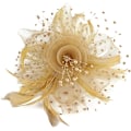Miniatyrbilde 4 av 5: Fascinatorhatt for kvinner, damer, bryllup, teselskap, flapper, pillbox-hatt, Ascot-konkurransehatt, fjærblomst (Khaki) khaki