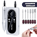 Miniatyrbilde 1 av 10: Rask og effektiv 45000 rpm oppladbar bærbar elektrisk neglefil {XW} White