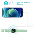 Miniatyrbillede 5 af 5: Apple Watch S1/S2/S3/S4/S5/S6/S7/S8/SE/Ultra Kompatibel Ur-oplader, 2 i 1 Magnetisk Ladekabel