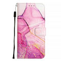 Miniatyrbillede 3 af 5: TCL 501 Marmor Læder Telefon Cover - WELLNGS Pink Purple Gold