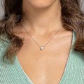 Miniatyrbillede 4 af 6: Forgyldt Cirkel CZ Solitaire Halskæde | Elegant Bezel Vedhæng | Fint Kubisk Zirkonia Halo Choker Halskæder til Kvinder