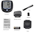 Miniatyrbillede 3 af 5: Multifunktionelt trådløst cykel speedometer vandtæt cykelcomputer med LCD