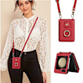 Pikkukuva 1 / 5: Crossbody-lompakkokotelo Samsung Galaxy Z Flip 6:lle, olkahihna, rengasteline, RFID-korttitasku, nahkakotelo punainen Red For Galaxy Z Flip 6