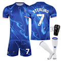 Pikkukuva 1 / 2: Chelsean kotipaita lasten jalkapallopaita 2024-2025 Kotipeliasu Sting 7 - Sukka S 7 - Sukka 7 - Sukka {XW} No. 7 - Socks Protectors Second