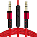 Miniatyrbillede 1 af 5: 1,2 m 3,5 mm til 3,5 mm han til han stereo audio aux-kabel hovedtelefonledning med trykknap lydstyrkekontrol mikrofon Red