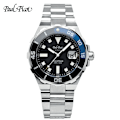 Miniatyrbillede 1 af 6: Paul Picot Luksus Herreure Rustfrit Stål Rem Mode Vandtæt Quartz Ur Til Mand Kalender Herreur Reloj Hombr black-blue