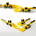 Miniatyrbild 1 av 3: 3-delat barnbestickset barnbestick Bulldozer Grävmaskin Sked Gaffel Matningsbestick Constructive Eating【HY】