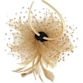 Miniatyrbilde 5 av 5: Fascinatorhatt for kvinner, damer, bryllup, teselskap, flapper, pillbox-hatt, Ascot-konkurransehatt, fjærblomst (Khaki) khaki