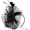 Miniatyrbilde 2 av 4: Fascinatorhatt for kvinner, damer, bryllup, fascinatorer, teselskap, hatt, flapper, pillbox-hatt, Ascot-konkurransehatt, fjærblomst (svart) black