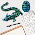 Miniatyrbilde 4 av 5: 3D-printet drage i egg, fullt bevegelig krystalldrage med drageegg Purple