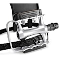 Miniatyrbillede 5 af 5: Cykelpedal med clips og stropper. Velegnet til spinningcykler, motionscykler, stationære cykler og udendørs cykler, 9/16 tommer aksel.