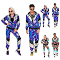 Pikkukuva 3 / 4: 80-luvun asu pariskunnalle Retro-verryttelypuku 90-luvun hip hop -kuoritakki Juhlapuku miehille ja naisille Halloween-asut Starlight Starlight XL
