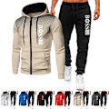 Miniatyrbillede 4 af 7: Efterår Vinter Herre Træningssæt, Sportswear, Hoodie, Jakke, Sweatshirt, Joggingbukser Hvid-Sort White-Black S