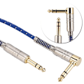 Miniatyrbillede 4 af 7: 6,35 mm Han til Han Lige Hoved til Albue Hoved Stereo Lydkabel Stik Adapter Ledning (1,8 m)